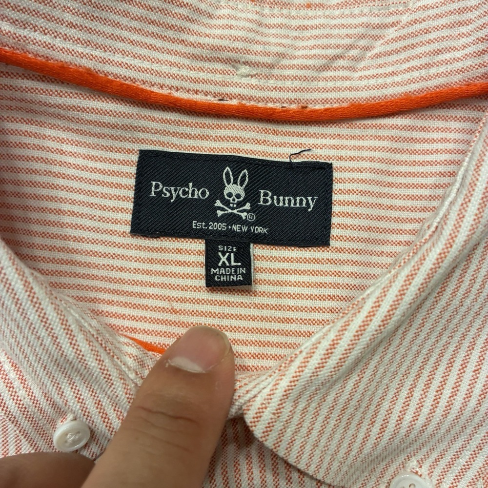 Psycho Bunny Vertical Striped Long Sleeve OCBD Button Shirt Mens XL Embroidered - Picture 3 of 8